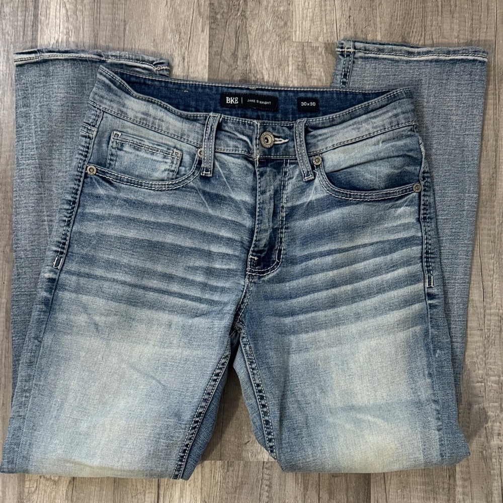 BKE Men's Faded Blue Slim Jeans